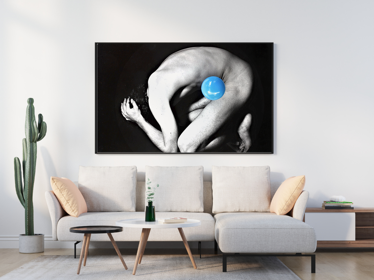 A Man's Blue Ball original abstract contextualised office art modern decor photo print by Blair Montague Drake